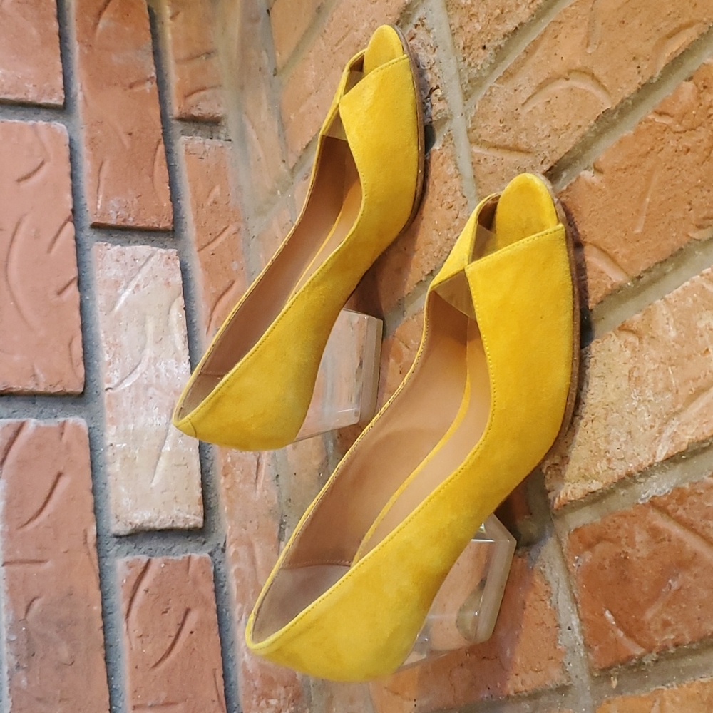 Yellow Suede Heels by Emma Go from Anthropologie Size 36 US 6